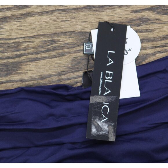 La Blanca Goddess Shirred Band Hipster Bikini Swimsuit Bottom Indigo Blue 12 - Picture 3 of 7